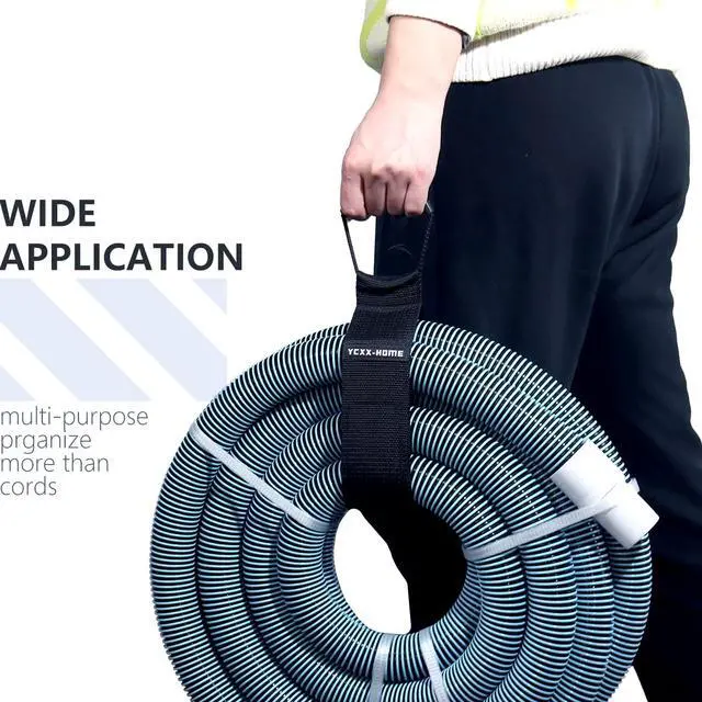 Alt view image 7 of 7 - 2 PCS Heavy Duty Cord Storage Wrap Holder Extension Hook and Loop Cord Hose Organizer Strap with Carrying Handle for Cords Garden Hose Swimming or Garage Tool (LARGE-28'')