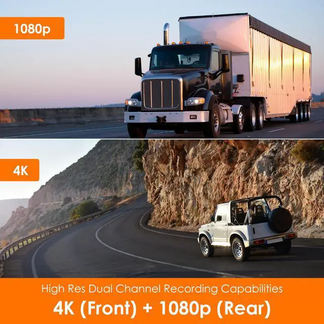 Alt view image 5 of 7 - USA V1P SE 4K Dual Dash Cam w/GPS, Wi-Fi & 2pcs-CPL Filter | 512GB Support | Front 2160p, Rear 1080p | 170° Angle | G-Sensor | WDR | Loop Record | Parking Monitor | 64GB Memory Card Included