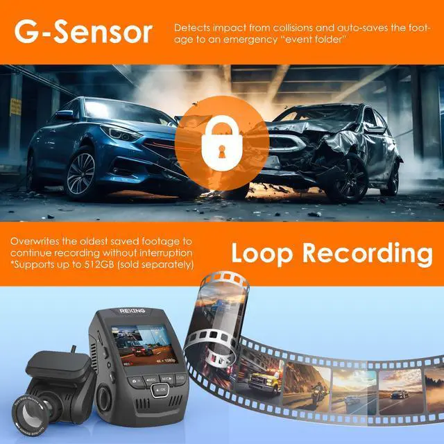 Alt view image 7 of 7 - USA V1P SE 4K Dual Dash Cam w/GPS, Wi-Fi & 2pcs-CPL Filter | 512GB Support | Front 2160p, Rear 1080p | 170° Angle | G-Sensor | WDR | Loop Record | Parking Monitor | 64GB Memory Card Included