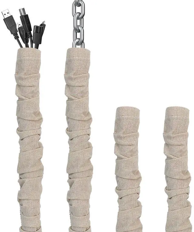 Main image of Fabric Cord Cover, 2 Pcs 6 Feet and 2 Pcs 4 Feet Chain Cable Sleeve, Chandelier Lighting Wire Cord Cover for Lamps Light Fixtures Lighting Wires Cable Management, Pleat Effect