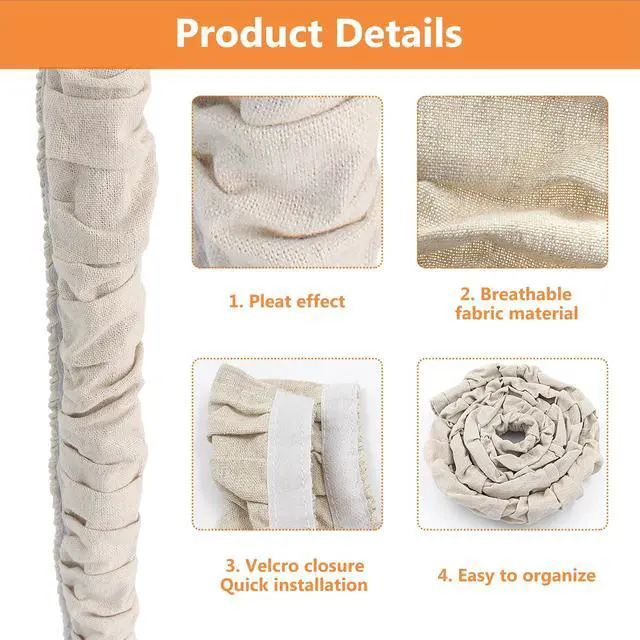 Alt view image 2 of 7 - Fabric Cord Cover, 2 Pcs 6 Feet and 2 Pcs 4 Feet Chain Cable Sleeve, Chandelier Lighting Wire Cord Cover for Lamps Light Fixtures Lighting Wires Cable Management, Pleat Effect
