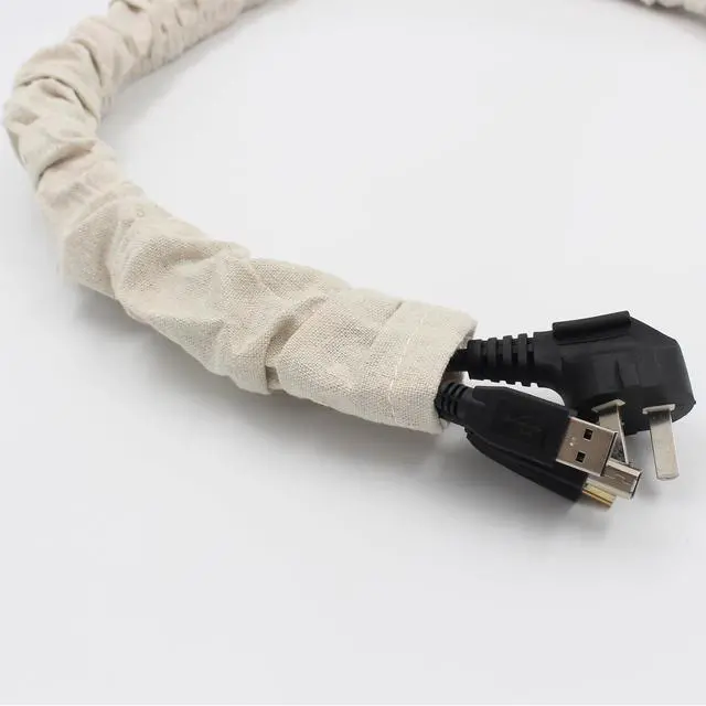 Alt view image 4 of 7 - Fabric Cord Cover, 2 Pcs 6 Feet and 2 Pcs 4 Feet Chain Cable Sleeve, Chandelier Lighting Wire Cord Cover for Lamps Light Fixtures Lighting Wires Cable Management, Pleat Effect