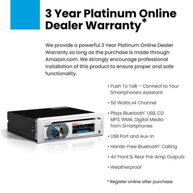 Alt view image 2 of 5 - MR508UABW Marine Stereo, Bluetooth, USB, CD/DVD, AM/FM