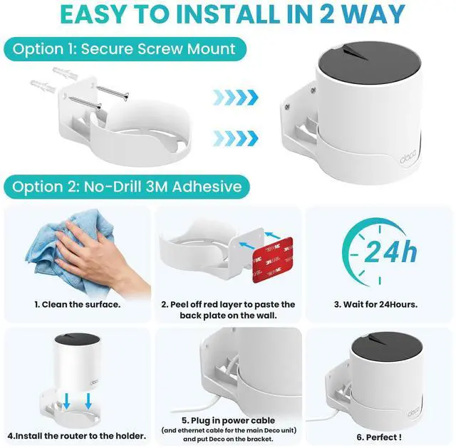 Alt view image 5 of 7 - Wall Mount Holder for Tp-Link Deco x55 AX3000 WiFi 6 Mesh System, Wall Mount Stand Bracket for Tplink Deco Router x55/AX3000/X20/X50/X60/X4300 Pro/X5000/X5400 Pro/W3600/W4500/W6000 (3 Pack)