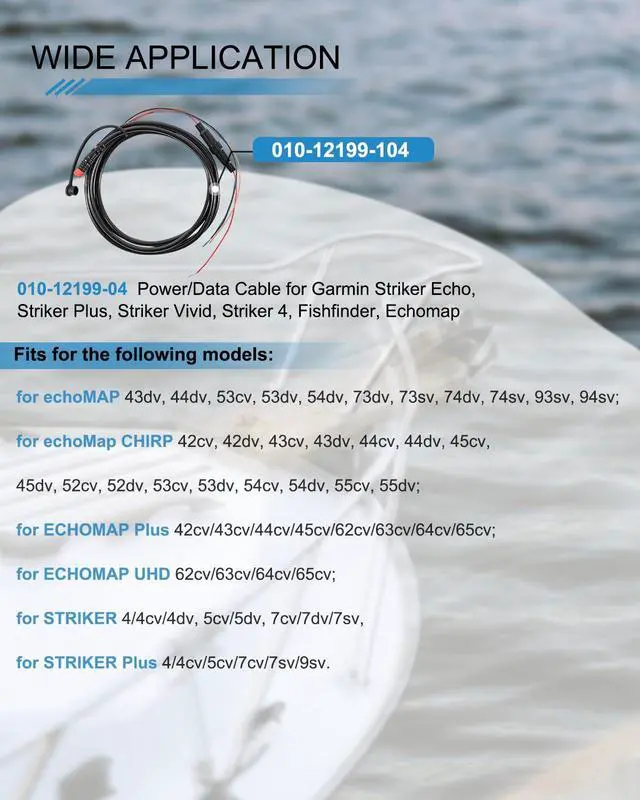 Alt view image 2 of 7 - 010-12199-04 Power/Data Cable 4-Pin Replaces for Garmin Striker Echo, Striker Plus, Striker Vivid, Striker 4, Fishfinder, Echomap