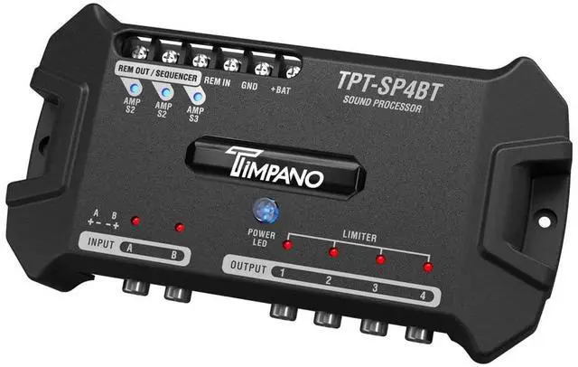 Main image of TPT-SP4BT Bluetooth DSP 4 Output Channel- Full Digital Signal DSP Car Audio Processor - Built-in Voltmeter and Remote Relay