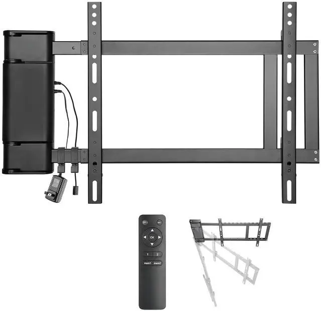 Main image of Motorized Swing Out TV Wall Mount for 32-75" TV with Remote | Swivels up to 90 degrees, works with Samsung, LG, or universal remote via IR, Max Vesa 400x400, 77 LB weight limit