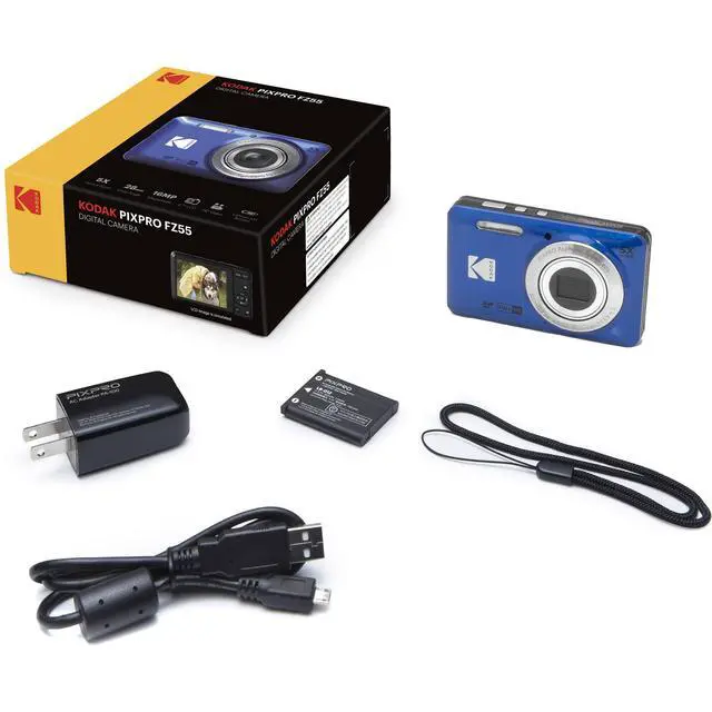 Alt view image 4 of 7 - Kodak PIXPRO FZ55 Blue 16MP Digital Camera 5X Optical Zoom 28mm Wide Angle 1080P Full HD Video 2.7" LCD Camera + 64GB Card and Reader + Case + Memory Wallet + Tripod + Cleaning Bundle