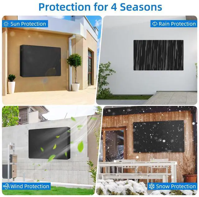 Alt view image 5 of 7 - Outdoor TV Cover 60 to 65 inch Waterproof,600D Heavy Duty Full Protection TV Covers with Front Zipper for Outside Flat Screen TV,Black,Cover Size 58"W x 37"H x 5"D,Fit for Standard Mounts and Stands