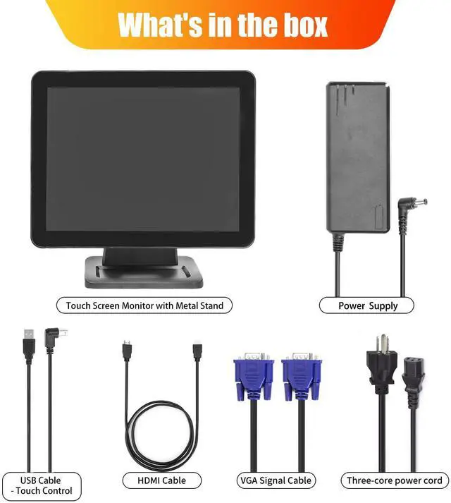Alt view image 5 of 5 - 15-Inch 4:3 Capacitive LED Backlit Multi-Touch Monitor, True Flat Seamless Design Touchscreen with Metal POS Stand, for Office, POS, Retail, Restaurant, Bar, Gym, Warehouse
