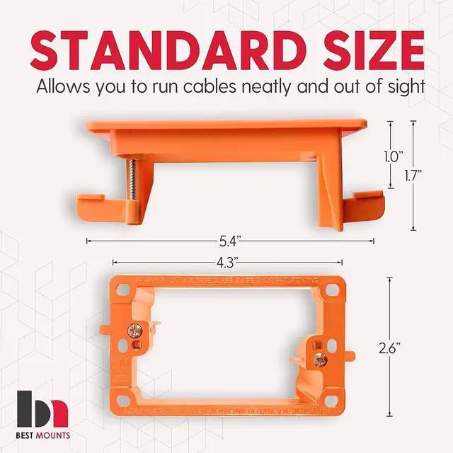 Alt view image 2 of 7 - 2 Pack Wall Plate Cable Pass Through with Bracket - In Wall Cable Management Kit - Recessed Cable Wall Plate Pair with Single Gang Low Voltage Mounting Bracket - Decorator Cover for Low Voltage Cables