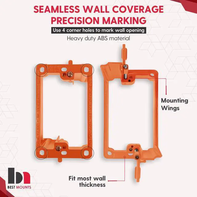 Alt view image 3 of 7 - 2 Pack Wall Plate Cable Pass Through with Bracket - In Wall Cable Management Kit - Recessed Cable Wall Plate Pair with Single Gang Low Voltage Mounting Bracket - Decorator Cover for Low Voltage Cables