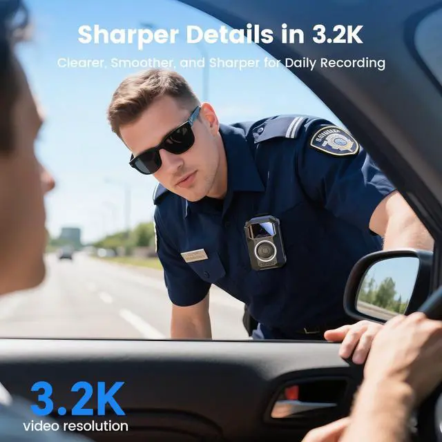 Alt view image 2 of 7 - M11 3.2K Police Body Camera, 256G Big Button Night Vision Body Cam | 10H HD video record, 8 IR lights, Windows/Mac support and wearable use for law enforcement, patrol and personal use