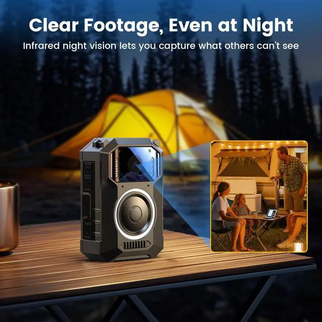 Alt view image 5 of 7 - M11 3.2K Police Body Camera, 256G Big Button Night Vision Body Cam | 10H HD video record, 8 IR lights, Windows/Mac support and wearable use for law enforcement, patrol and personal use
