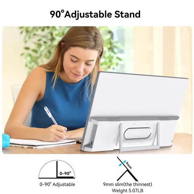 Alt view image 6 of 7 - 21.5 Inch Portable Touchscreen Monitor, 1080P Computer Touch Screen w/VESA Stand Touch PC Display, 75Hz, Multi-Touch Monitor, DC HDMI & USBC for Phones PC Phone Business,White