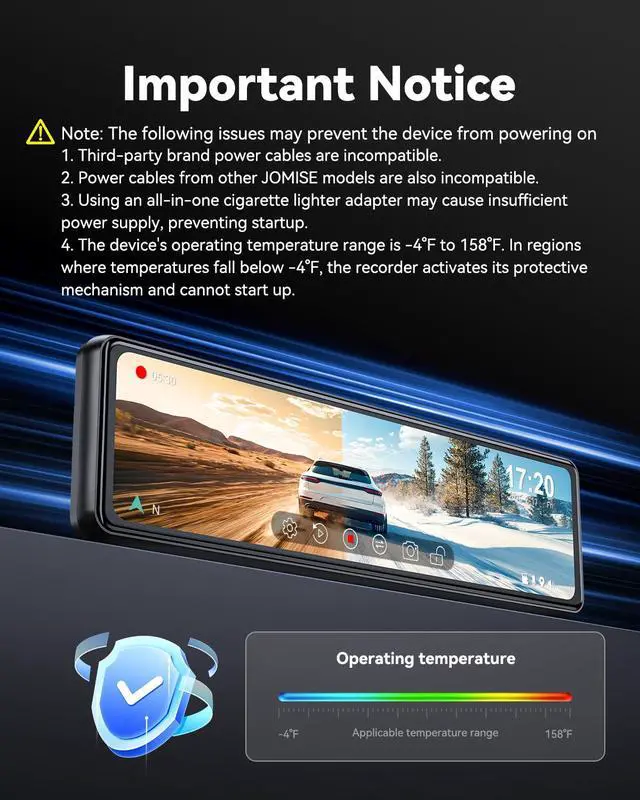 Alt view image 5 of 7 - T860+ Mirror Dash Cam 4K Front and 2.5K Rear, Rear View Mirror Camera | Detached Front Camera, 3X Zoom Backup Camera, 64GB Card Included, Night Vision, WDR, Parking Assist, GPS