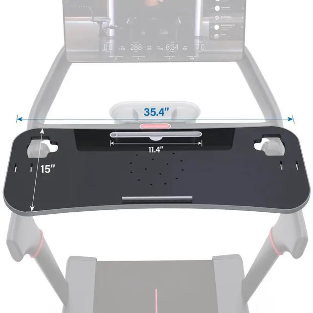 Alt view image 5 of 7 - Treadmill Desk Attachment,Peloton Tread Tray Ergonomic Platform, Laptop Holder with Tablet Holder,New Universal Cooling Holes Laptop Stand for Home/Office