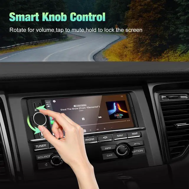 Alt view image 3 of 7 - Single Din Radio for Car - Supports Apple Carplay & Android Auto6.28 inch Single Din Touchscreen Radio with BluetoothBackup CameraEnhanced MicUSB SWC RCAEQFM (Black)