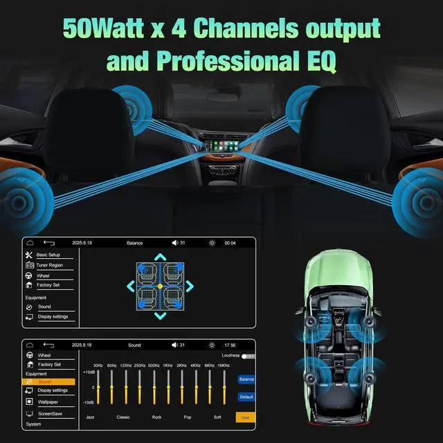 Alt view image 5 of 7 - Single Din Radio for Car - Supports Apple Carplay & Android Auto6.28 inch Single Din Touchscreen Radio with BluetoothBackup CameraEnhanced MicUSB SWC RCAEQFM (Black)