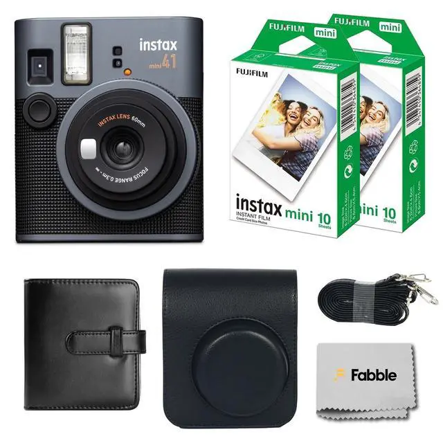Main image of Instax Mini 41 Instant Film Camera Bundle with Groovy Case, Twin Pack Film (20 Sheets), Photo Album (32 Photos), Vintage Black