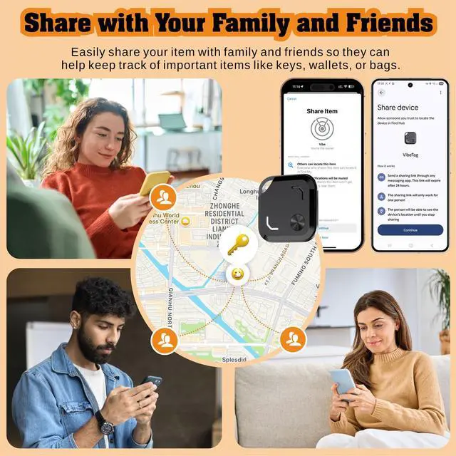 Alt view image 4 of 7 - Dual-System Bluetooth Tracker Tags for Android & iOS, 4 Pack | Works with Apple Find My or Google Find Hub, Dual-System Bluetooth Item Finder for Keys, Luggage, Backpacks and Wallets