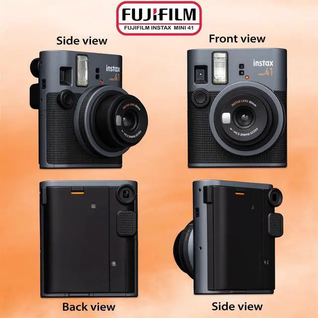 Alt view image 3 of 7 - Instax Mini 41 Instant Film Camera Bundle with Groovy Case, Twin Pack Film (20 Sheets), Photo Album (32 Photos), Vintage Black