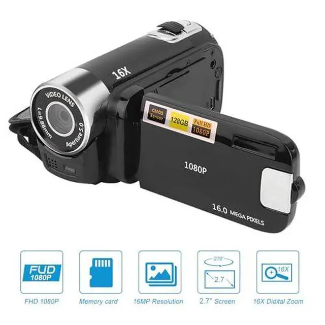 Alt view image 2 of 7 - Digital Camcorder, DH-90 16X Digital Zoom 2.7 Inch Colourful Display Screen, High Definition Camera Image Video Shooting Camcorder US Plug 110-240V