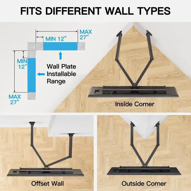 Alt view image 6 of 7 - Corner TV Wall Mount for 3770 inch TVs up to 99 lbs | Corner TV Mount Wall Bracket with Extension, Swivel, Tilt, Dual Articulating Arms Fits Different Corners, Max VESA 600x400mm