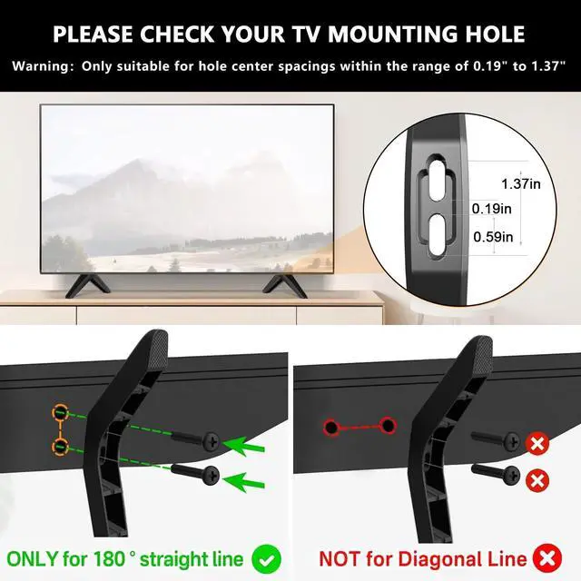 Alt view image 4 of 7 - Metal Base Stand for TCL Smart Tvs,TV Replacement feet - Fit for Select Models for Samsung, Hisense, Roku,LG and Vizio. Not Universal Legs (28-85in)