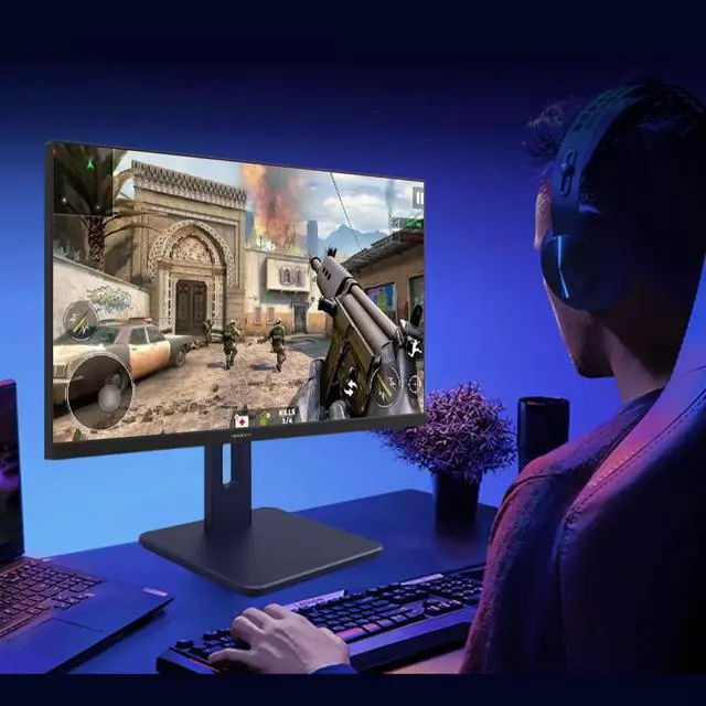Alt view image 6 of 7 - 24 inch 4K 60Hz Computer Monitor, 5ms UHD 2160p IPS Monitor | Type C, HDMI, DP Port, Built-in Speakers, Vertical Monitor Support Wall Mount