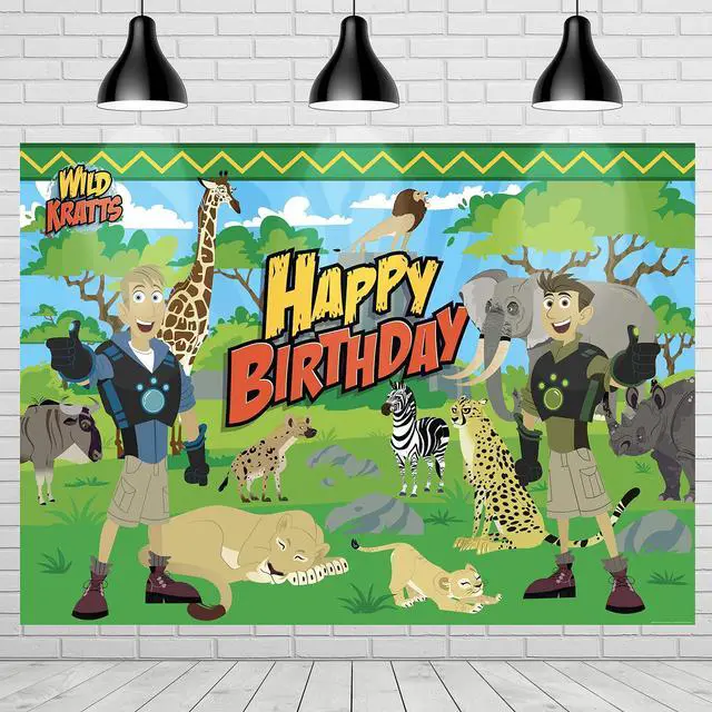 Main image of Officially Licensed Wild Kratts Birthday Party Supplies - Wild Kratts Backdrop 4.25ft x 6ft Happy Birthday Backdrop - Wild Kratts Birthday Banner - Wild Kratts Party Decorations