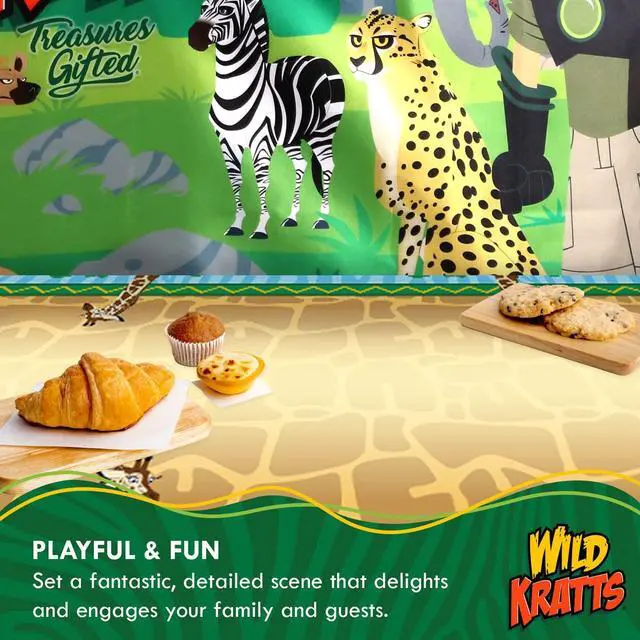 Alt view image 4 of 6 - Officially Licensed Wild Kratts Birthday Party Supplies - Wild Kratts Backdrop 4.25ft x 6ft Happy Birthday Backdrop - Wild Kratts Birthday Banner - Wild Kratts Party Decorations
