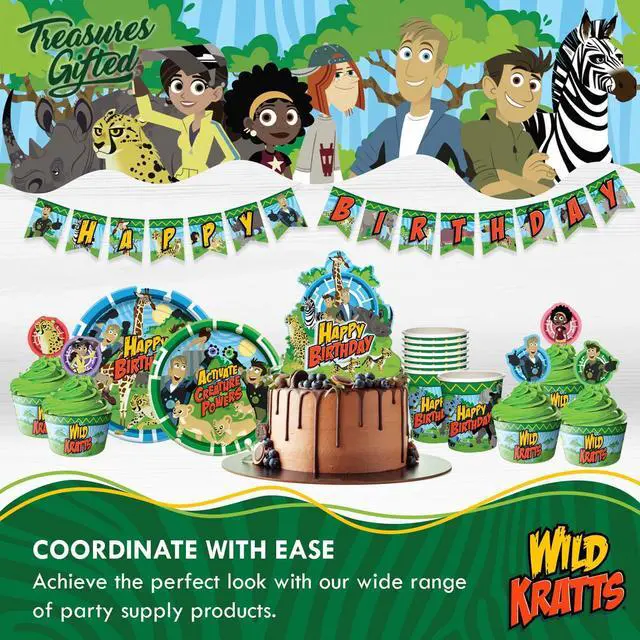 Alt view image 5 of 6 - Officially Licensed Wild Kratts Birthday Party Supplies - Wild Kratts Backdrop 4.25ft x 6ft Happy Birthday Backdrop - Wild Kratts Birthday Banner - Wild Kratts Party Decorations
