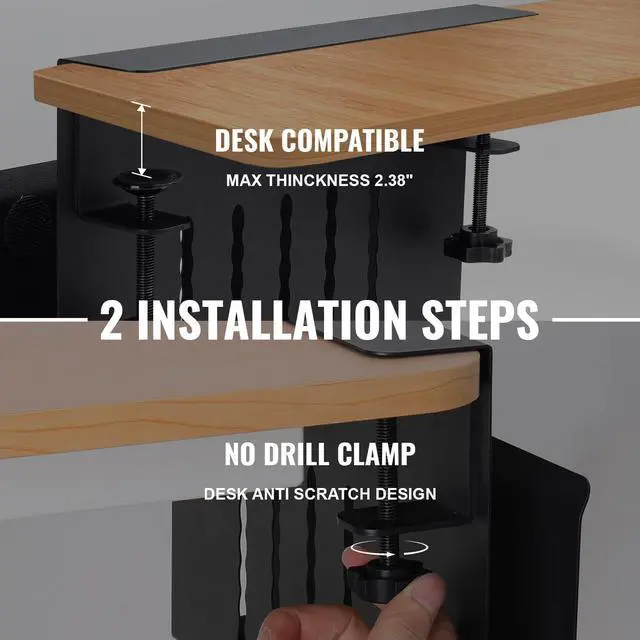 Alt view image 7 of 7 - Desk Side Storage, Under Desk Hanging Storage | Standing Desk Organizer with Magnetic Pen Slot, No Drill Clamp to 0.5-2.38" Desks, 22 Lbs Carbon Steel (White)
