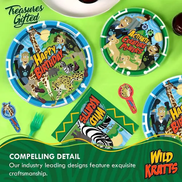 Alt view image 6 of 6 - Officially Licensed Wild Kratts Birthday Party Supplies - Wild Kratts Backdrop 4.25ft x 6ft Happy Birthday Backdrop - Wild Kratts Birthday Banner - Wild Kratts Party Decorations