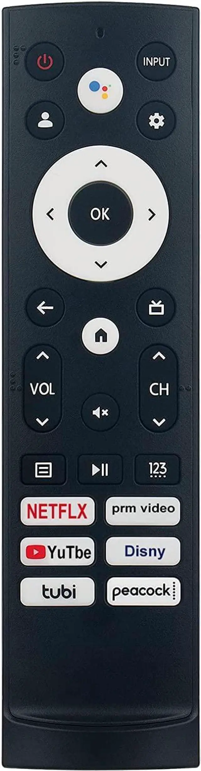 Main image of Replacement Remote Control for Hisense Smart Google TV Model 43A6H 50A6H 55A6H 65A6H 75A6H 50U6H 55U6H 65U6H 75U6H 65U8H 75U8H