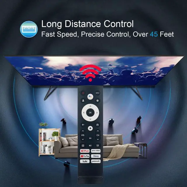Alt view image 2 of 5 - Replacement Remote Control for Hisense Smart Google TV Model 43A6H 50A6H 55A6H 65A6H 75A6H 50U6H 55U6H 65U6H 75U6H 65U8H 75U8H