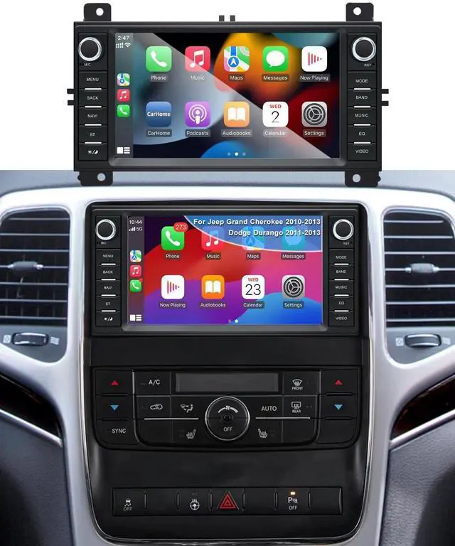 Main image of Car Radio Stereo for Jeep Grand Cherokee 2010-2013 Dodge Durango 2011-2013 | 7 Inch Touch Screen, Headunit, Wireless CarPlay & Android Auto, Bluetooth, GPS, WiFi, FM, SWC, Backup Camera