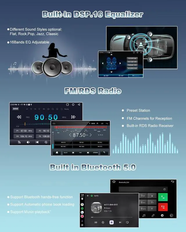 Alt view image 4 of 7 - Car Radio Stereo for Jeep Grand Cherokee 2010-2013 Dodge Durango 2011-2013 | 7 Inch Touch Screen, Headunit, Wireless CarPlay & Android Auto, Bluetooth, GPS, WiFi, FM, SWC, Backup Camera