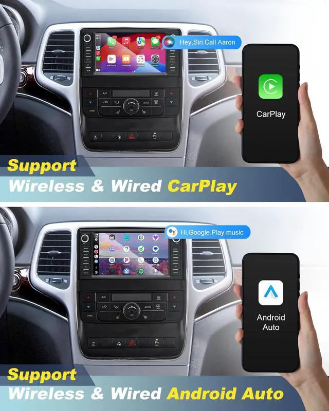 Alt view image 7 of 7 - Car Radio Stereo for Jeep Grand Cherokee 2010-2013 Dodge Durango 2011-2013 | 7 Inch Touch Screen, Headunit, Wireless CarPlay & Android Auto, Bluetooth, GPS, WiFi, FM, SWC, Backup Camera