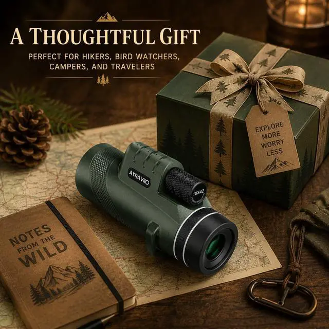 Alt view image 2 of 6 - Birthday Gifts for Men Dad Husband Teen, 10x42 Monocular for Outdoor/Hiking | Gifts for Fathers Day & Christmas, HD Compact Telescope, BAK4 & FMC Prism, Gifts for Camping Adventure Birdwatching Travel