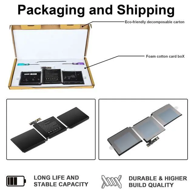 Alt view image 6 of 7 - A1713 Battery for MacBook Pro 13 Inch A1708 (Late 2016, Mid 2017) EMC 2978/3164; Replacement Battery A2171 for MacBook Pro 13 Inch A2159 (2019)A2289 (2020)A2338 (2020)