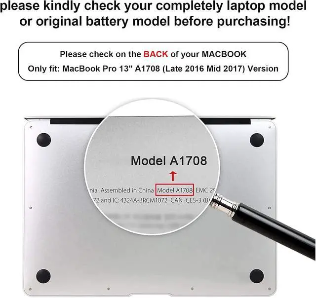 Alt view image 5 of 7 - A1713 Battery for MacBook Pro 13 Inch A1708 (Late 2016, Mid 2017) EMC 2978/3164; Replacement Battery A2171 for MacBook Pro 13 Inch A2159 (2019)A2289 (2020)A2338 (2020)