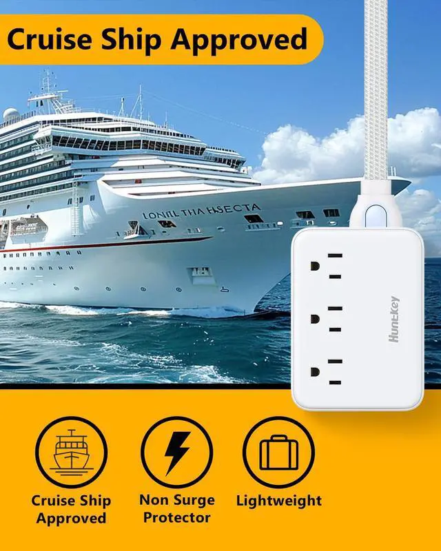Alt view image 5 of 6 - Innovative Power Strip, Cord Removable Design (4FT), 3 Outlets Non Surge for Cruise, Travel Power Strip with 4 USB Ports (2 USB-C, 2 USB-A), ETL Listed