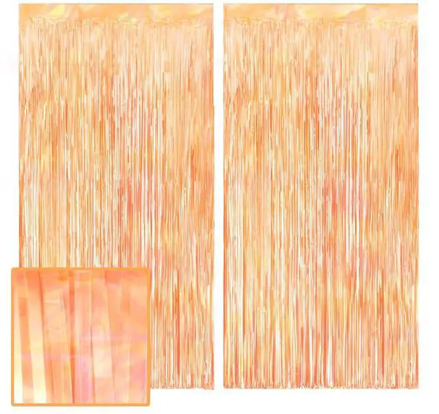 Main image of 2pk Orange Fringe Curtain | Birthday Party Garland Decorations | 2 Pack, Showgirl, Halloween Decor, Backdrop, Fiesta Vibes, Fall, Girly Celebration