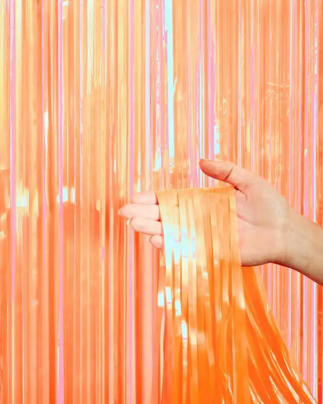 Alt view image 3 of 7 - 2pk Orange Fringe Curtain | Birthday Party Garland Decorations | 2 Pack, Showgirl, Halloween Decor, Backdrop, Fiesta Vibes, Fall, Girly Celebration