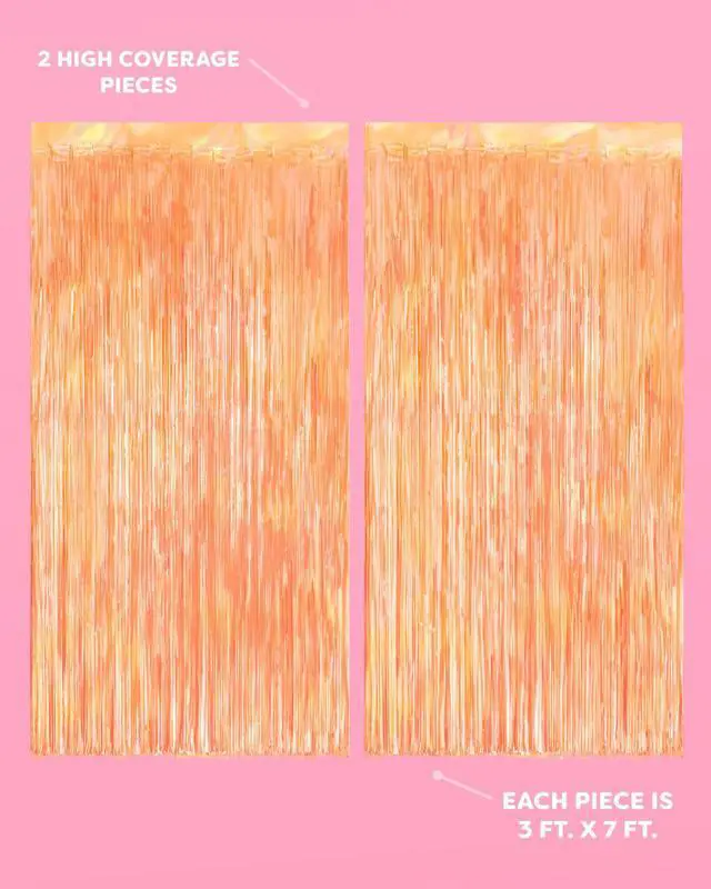 Alt view image 4 of 7 - 2pk Orange Fringe Curtain | Birthday Party Garland Decorations | 2 Pack, Showgirl, Halloween Decor, Backdrop, Fiesta Vibes, Fall, Girly Celebration
