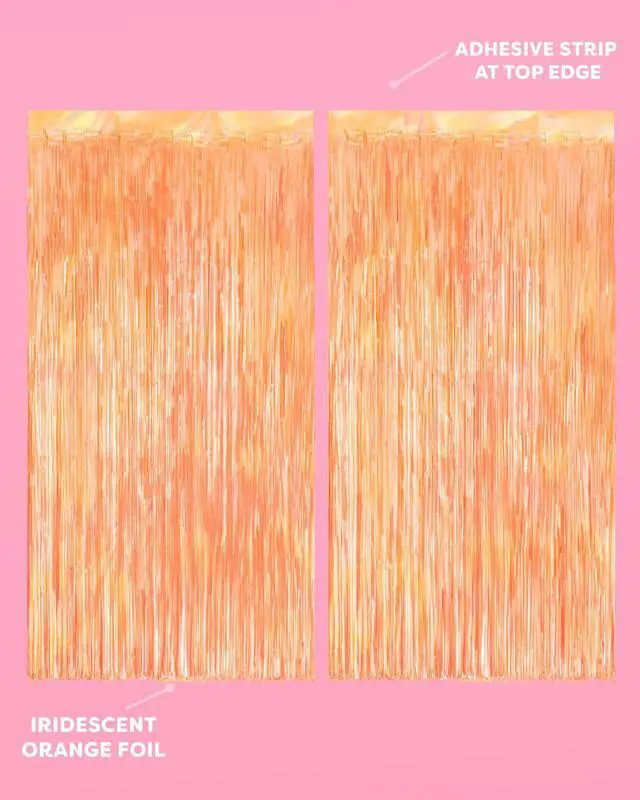 Alt view image 2 of 7 - 2pk Orange Fringe Curtain | Birthday Party Garland Decorations | 2 Pack, Showgirl, Halloween Decor, Backdrop, Fiesta Vibes, Fall, Girly Celebration
