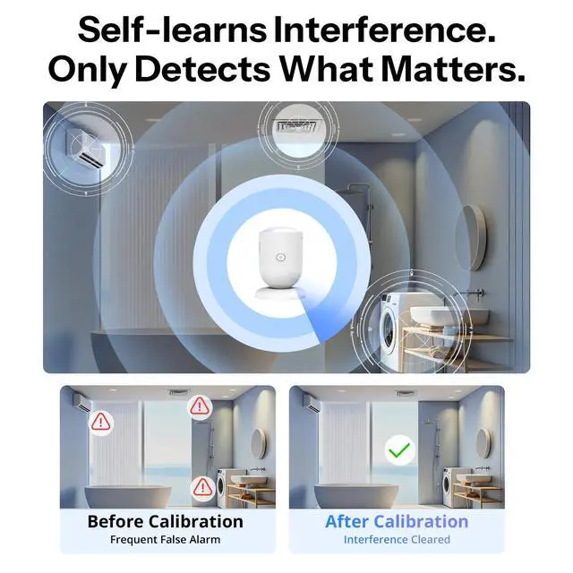 Alt view image 5 of 7 - SNZB-06P24 Zigbee Presence Sensor, 24GHz mmWave & Light Sensor, Zone Positioning, Self-Learning Calibration, Ceiling Mount, Works with Home Assistant, Alexa, SmartThings, Hub Required