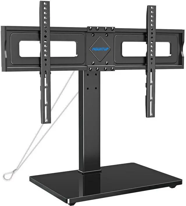 Main image of Universal TV Stand, Table Top TV Stands for 37 to 65, 70, 75 Inch Flat Screen TVs, Height Adjustable, Tilt, Swivel TV Mount with Tempered Glass Base Hold up to 88lbs, Max VESA 600x400mm MU0031